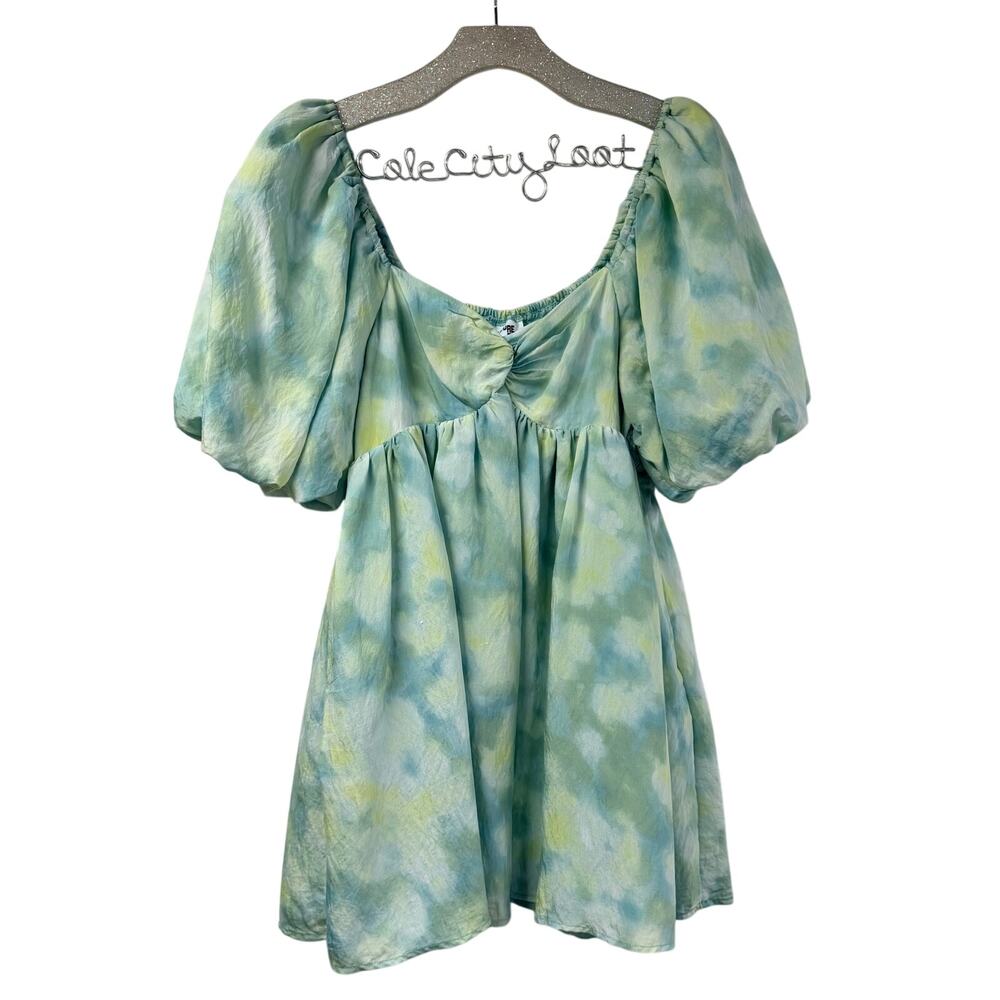 Future Collective Gabriella Karefa-Johnson Mini Puff Dress Green Blue Medium